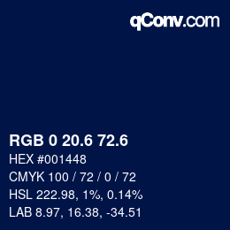 カラーコード: RGB 0 20.6 72.6 | qconv.com