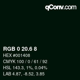 カラーコード: RGB 0 20.6 8 | qconv.com
