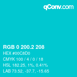 カラーコード: RGB 0 200.2 208 | qconv.com