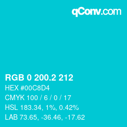 カラーコード: RGB 0 200.2 212 | qconv.com
