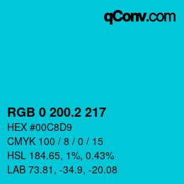 カラーコード: RGB 0 200.2 217 | qconv.com