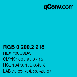 カラーコード: RGB 0 200.2 218 | qconv.com