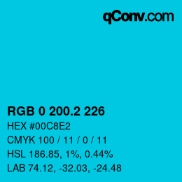 カラーコード: RGB 0 200.2 226 | qconv.com