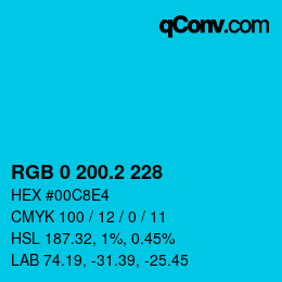 カラーコード: RGB 0 200.2 228 | qconv.com