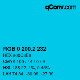 カラーコード: RGB 0 200.2 232 | qconv.com