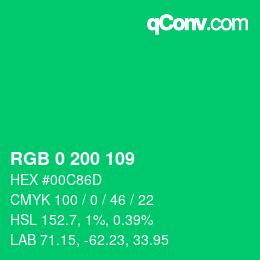 Color code: RGB 0 200 109 | qconv.com