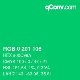 Color code: RGB 0 201 106 | qconv.com