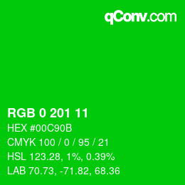 Color code: RGB 0 201 11 | qconv.com