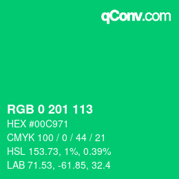 Color code: RGB 0 201 113 | qconv.com