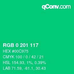 Color code: RGB 0 201 117 | qconv.com