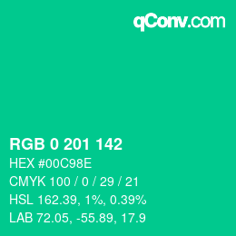 Color code: RGB 0 201 142 | qconv.com