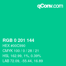 Color code: RGB 0 201 144 | qconv.com