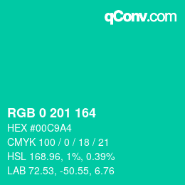 Color code: RGB 0 201 164 | qconv.com