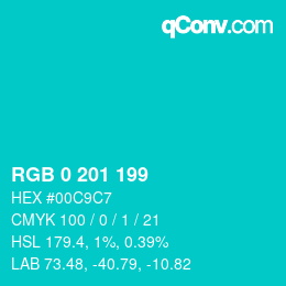 Farbcode: RGB 0 201 199 | qconv.com