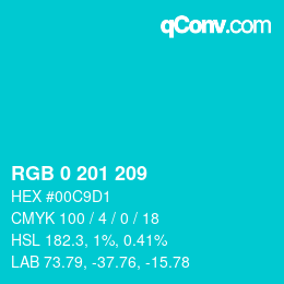 Color code: RGB 0 201 209 | qconv.com