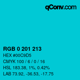 Color code: RGB 0 201 213 | qconv.com