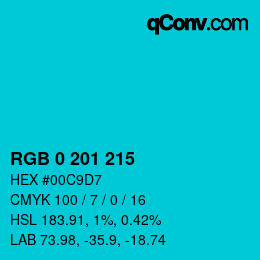 Color code: RGB 0 201 215 | qconv.com