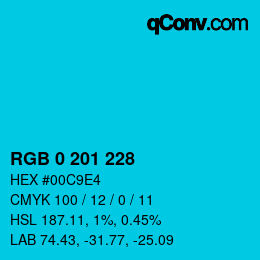 Color code: RGB 0 201 228 | qconv.com