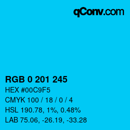 Color code: RGB 0 201 245 | qconv.com