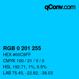 Color code: RGB 0 201 255 | qconv.com