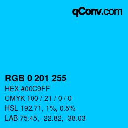 Farbcode: RGB 0 201 255 | qconv.com