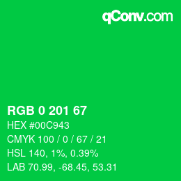 Color code: RGB 0 201 67 | qconv.com
