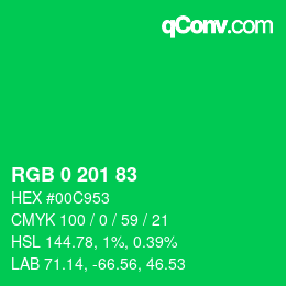 Color code: RGB 0 201 83 | qconv.com