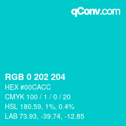 Color code: RGB 0 202 204 | qconv.com