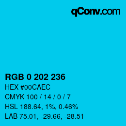 颜色代码: RGB 0 202 236 | qconv.com