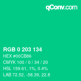 Color code: RGB 0 203 134 | qconv.com