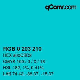 Color code: RGB 0 203 210 | qconv.com