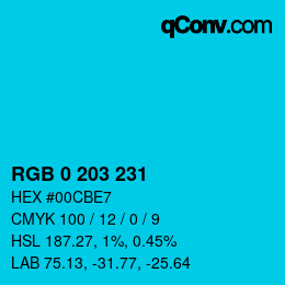 Color code: RGB 0 203 231 | qconv.com