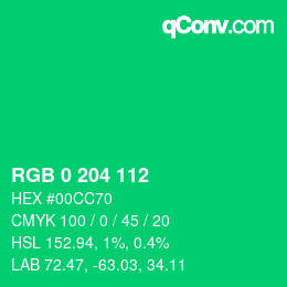 颜色代码: RGB 0 204 112 | qconv.com