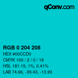 Color code: RGB 0 204 208 | qconv.com