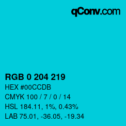 Color code: RGB 0 204 219 | qconv.com