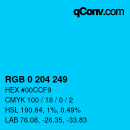 Color code: RGB 0 204 249 | qconv.com