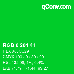 Color code: RGB 0 204 41 | qconv.com