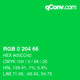 Color code: RGB 0 204 66 | qconv.com