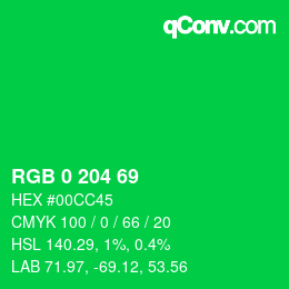 Color code: RGB 0 204 69 | qconv.com