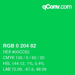 Color code: RGB 0 204 82 | qconv.com