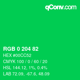 Color code: RGB 0 204 82 | qconv.com