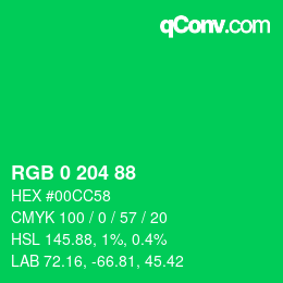 Color code: RGB 0 204 88 | qconv.com