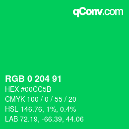 Color code: RGB 0 204 91 | qconv.com