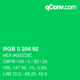颜色代码: RGB 0 204 92 | qconv.com
