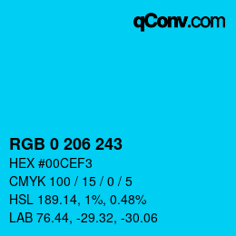 Color code: RGB 0 206 243 | qconv.com