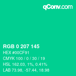 Color code: RGB 0 207 145 | qconv.com