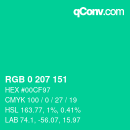 Color code: RGB 0 207 151 | qconv.com