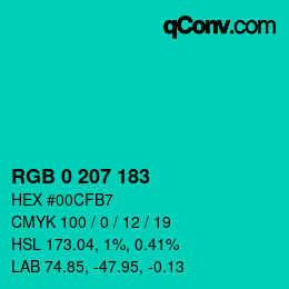 Farbcode: RGB 0 207 183 | qconv.com