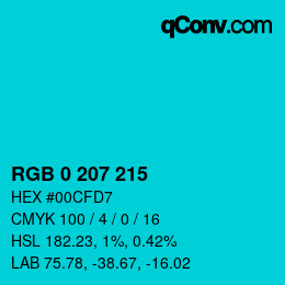 Color code: RGB 0 207 215 | qconv.com