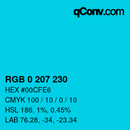 Color code: RGB 0 207 230 | qconv.com